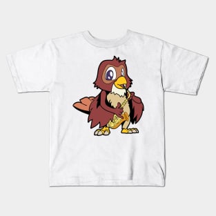 Cartoon owl playing saxophone Kids T-Shirt